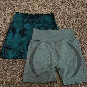 SOLD: TWO pairs of exercise shorts, scrunch